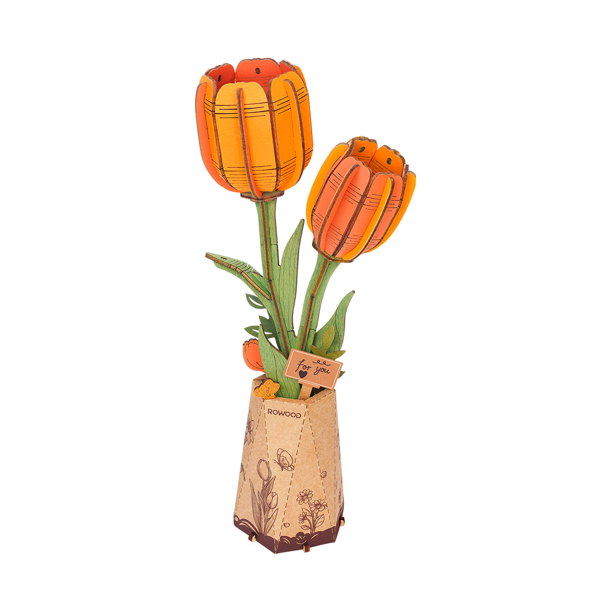 Rowood DIY Wooden Flower Orange Tulip TW081
