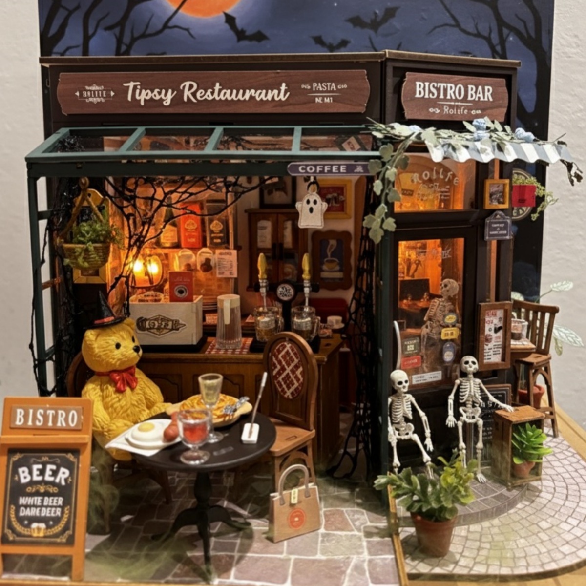 Tipsy Restaurant miniature has been customized for Halloween