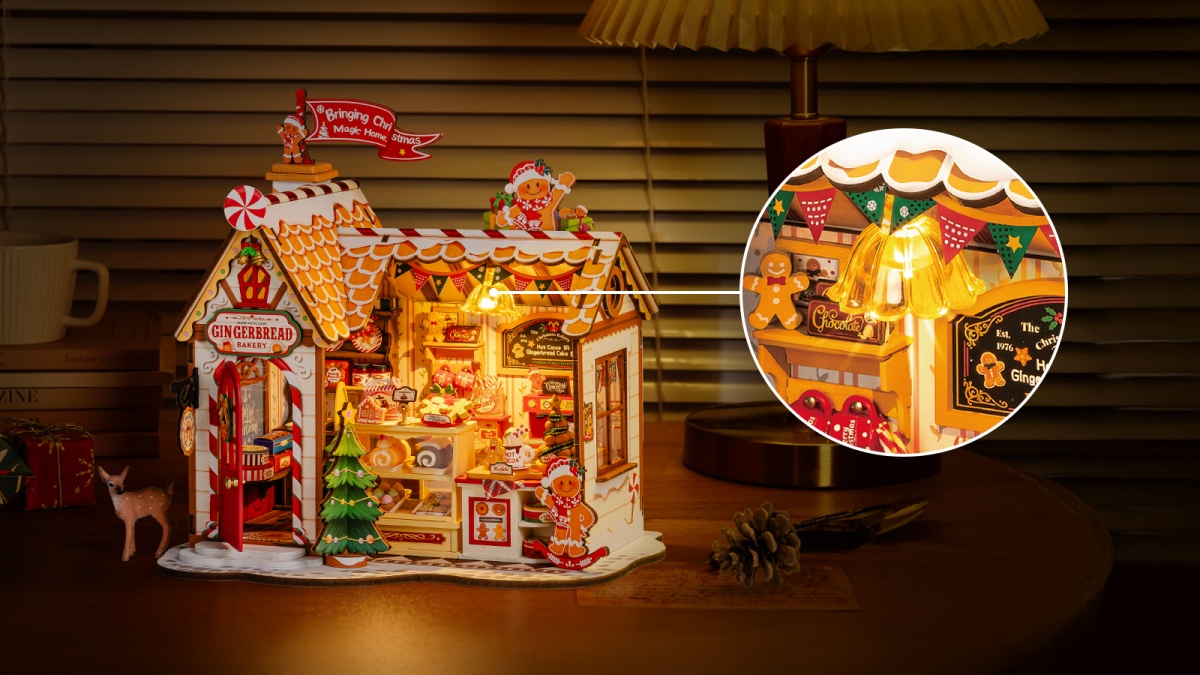 Warm LED Lighting of the Christmas Gingerbread House Kit