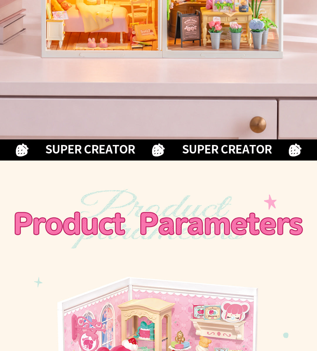 Rolife Nanci Strawberry Teatime Super Creator detail image showing nanci