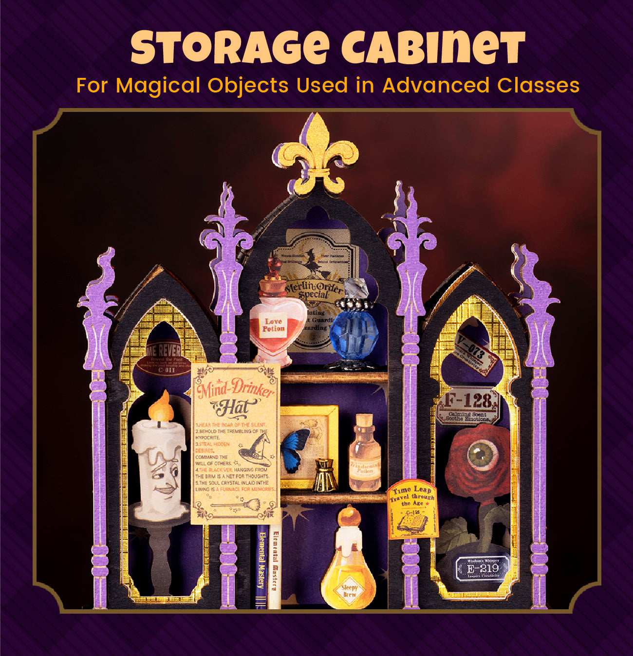 Rolife Curio Corner DIY Miniature House illuminated night display detail
