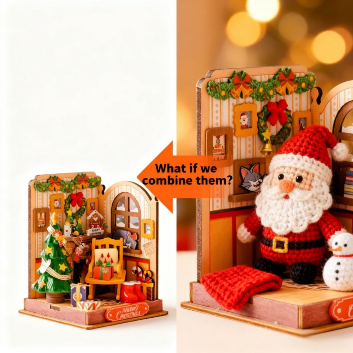 combine miniature house and crochet