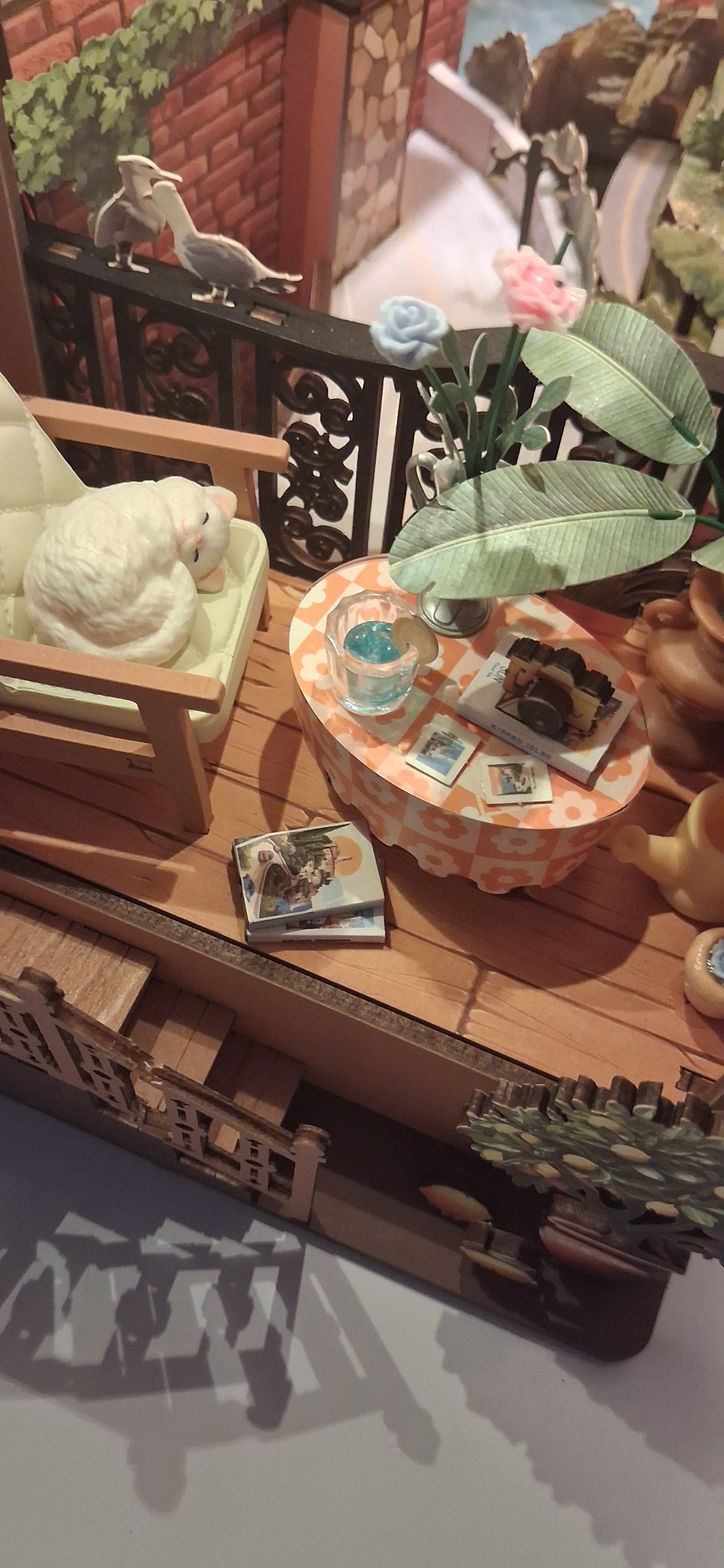 Close view of Sunset Isle's terrace details after Nita Davis completed the build
