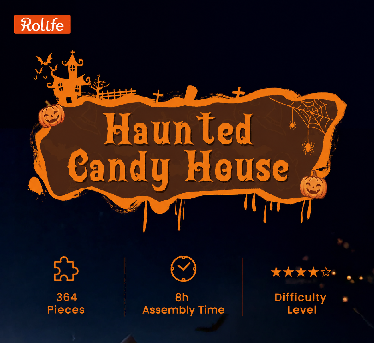Haunted Candy House detail image showing Make Every Night Magical: Display the finished house on a desk, shelf, or bedside table.