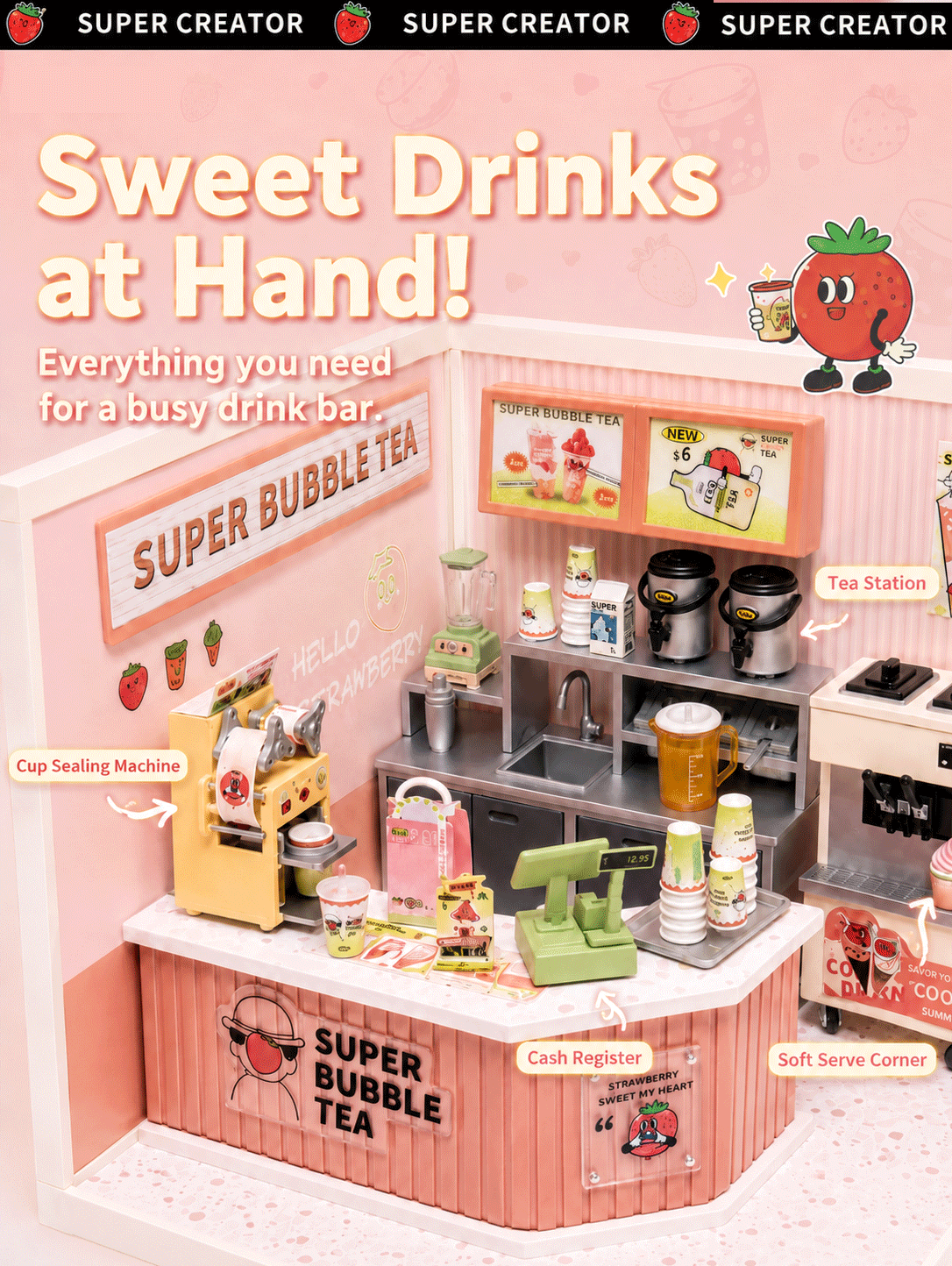 Rolife Double Joy Bubble Tea DW006 sweet drinks counter and bubble tea workstation detail graphic