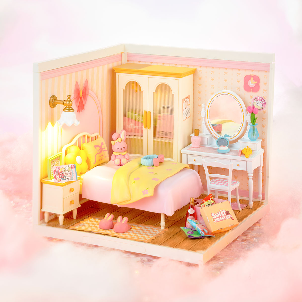 Rolife Lovely Pink Bedroom DIY Miniature House DW016 | Robotime