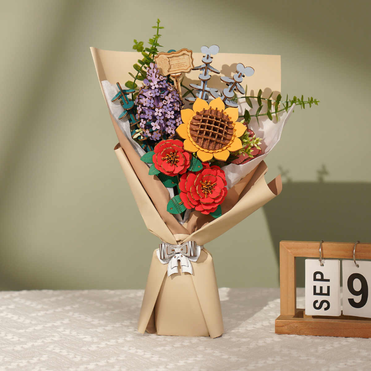 Rowood 3D Wooden Puzzle - Wooden Flower Bouquet Set