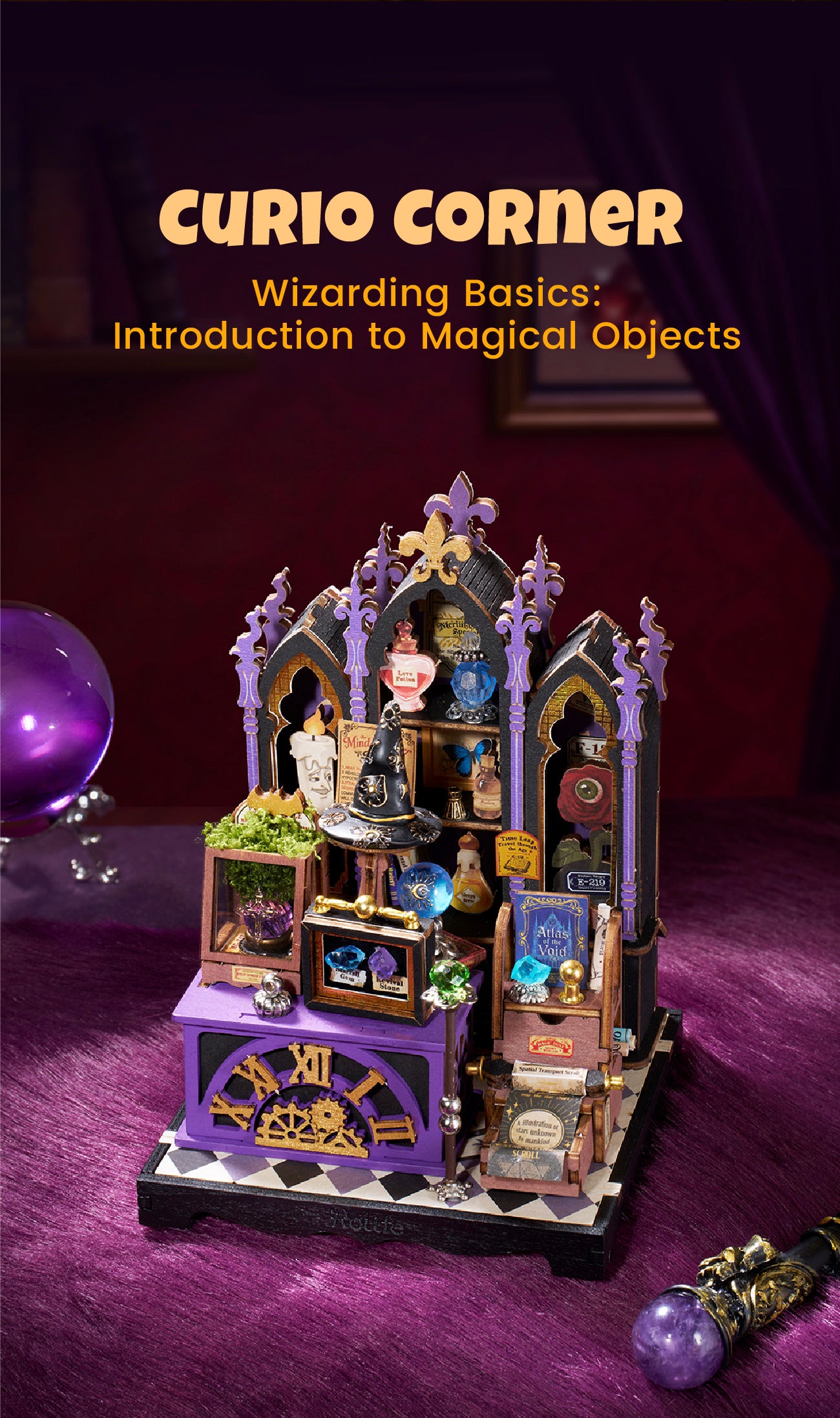 Rolife Curio Corner DIY Miniature House completed product lifestyle display