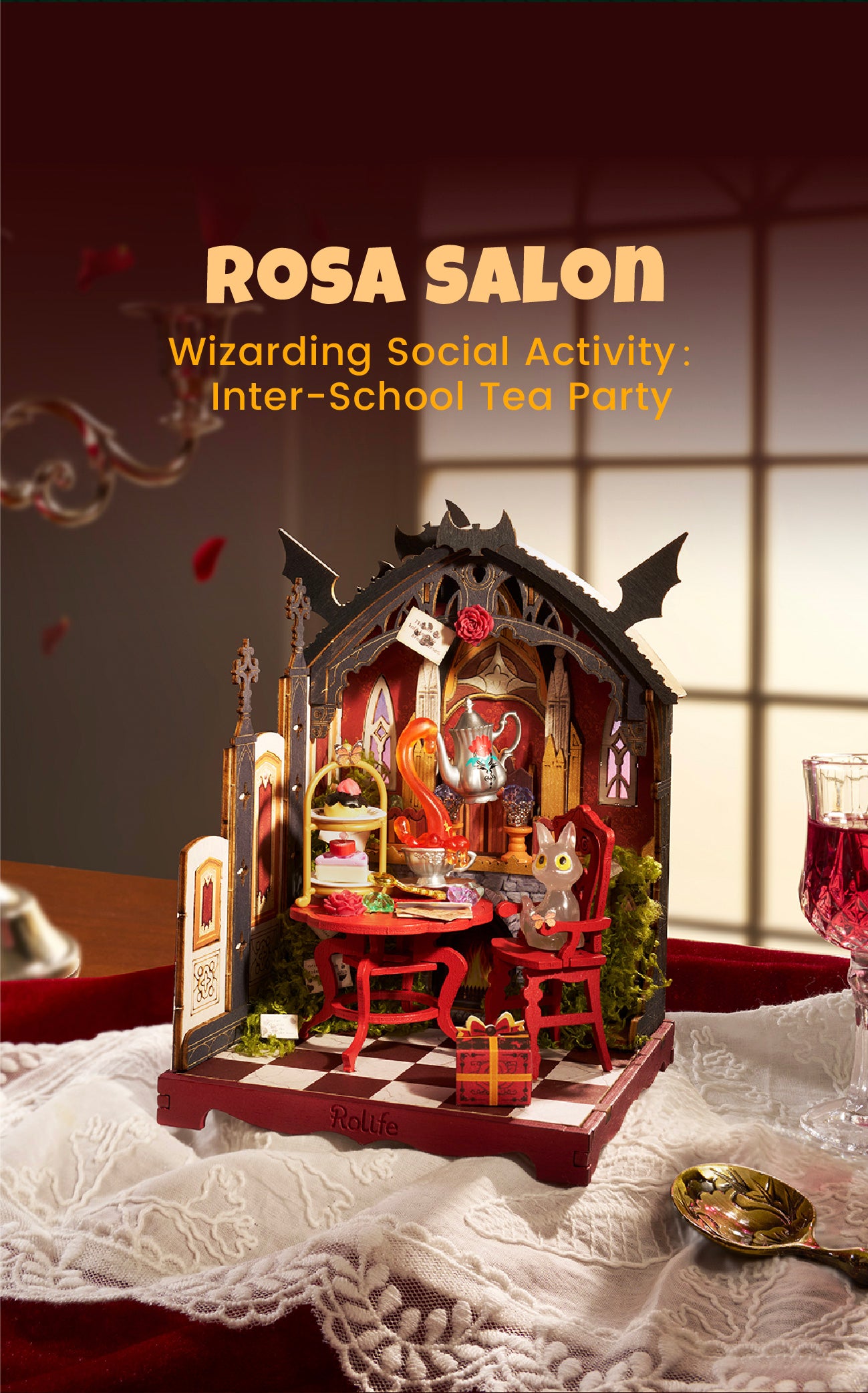 Rolife Rosa Salon DIY Miniature House completed product lifestyle display