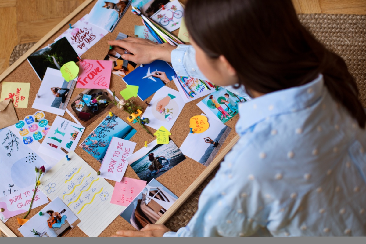 girl creating photo collages