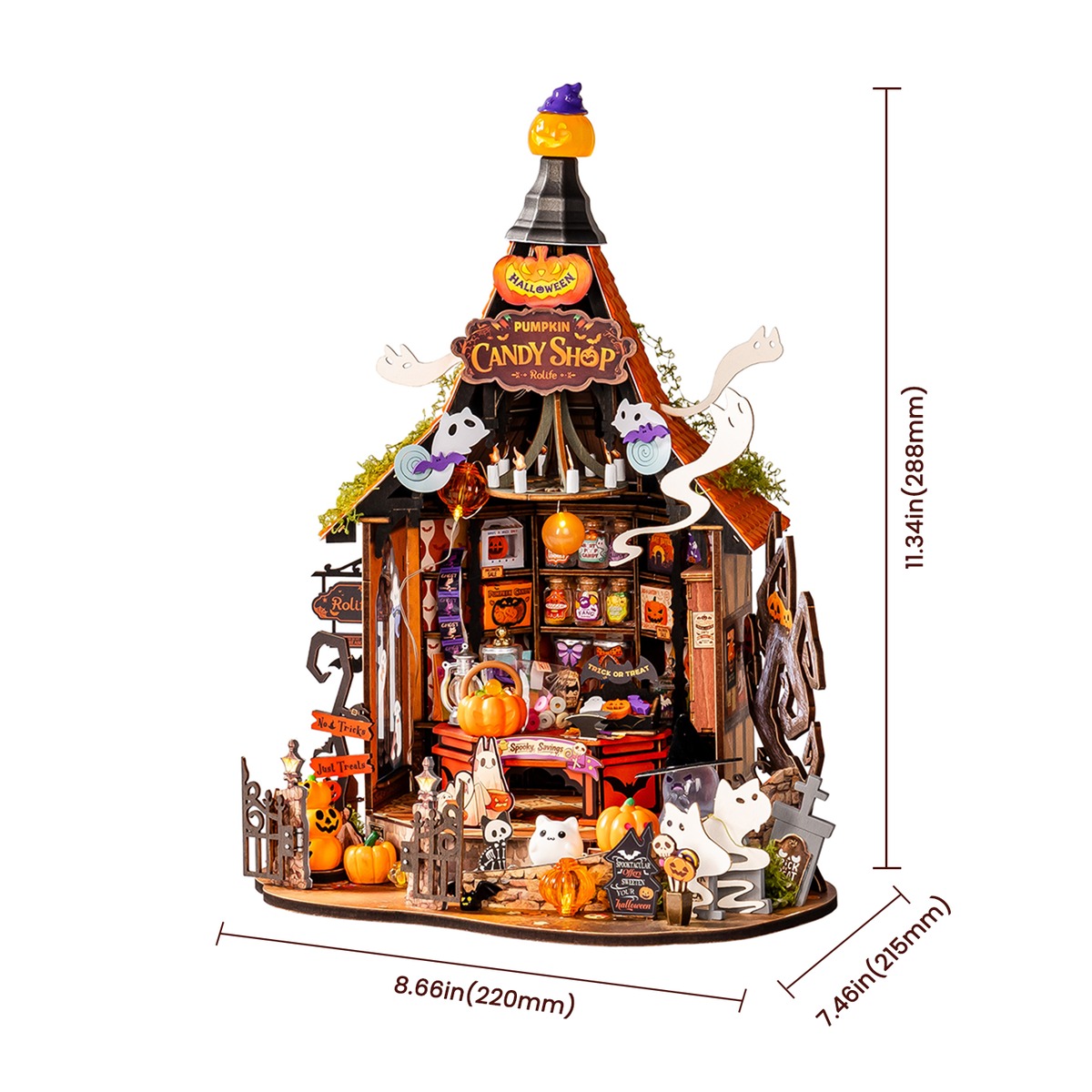 Haunted Candy House dimensions for planning beginner workspace and display space