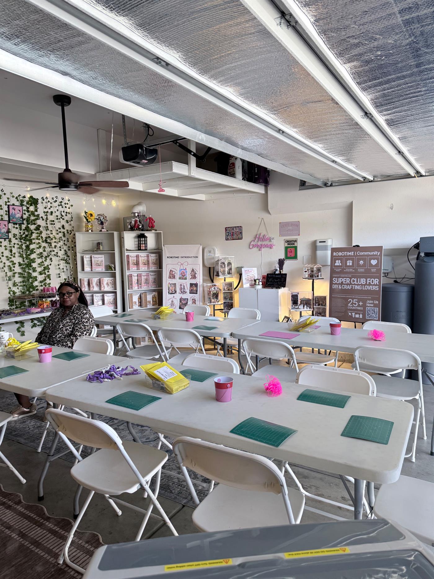 The welcoming craft room in Lake Elsinore prepared with tables and Rolife kits