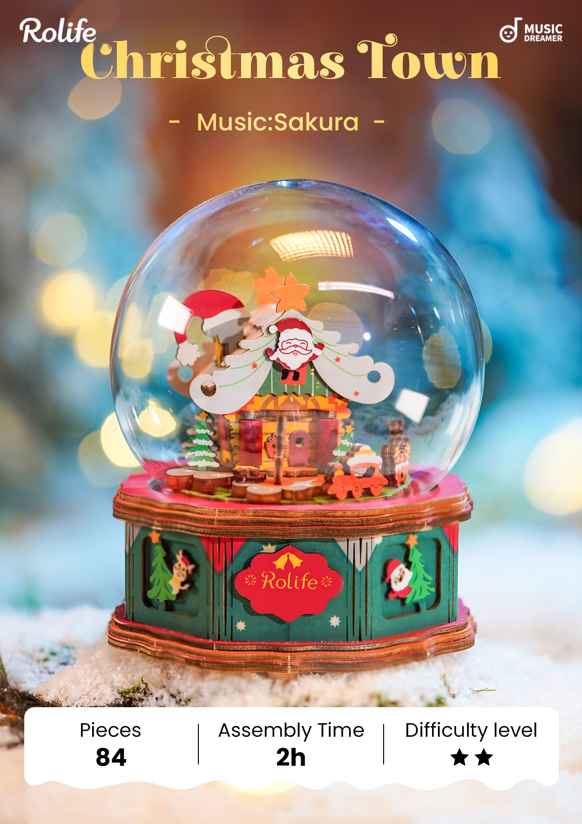 Rolife DIY Music Box - Christmas Town AM46 image 1
