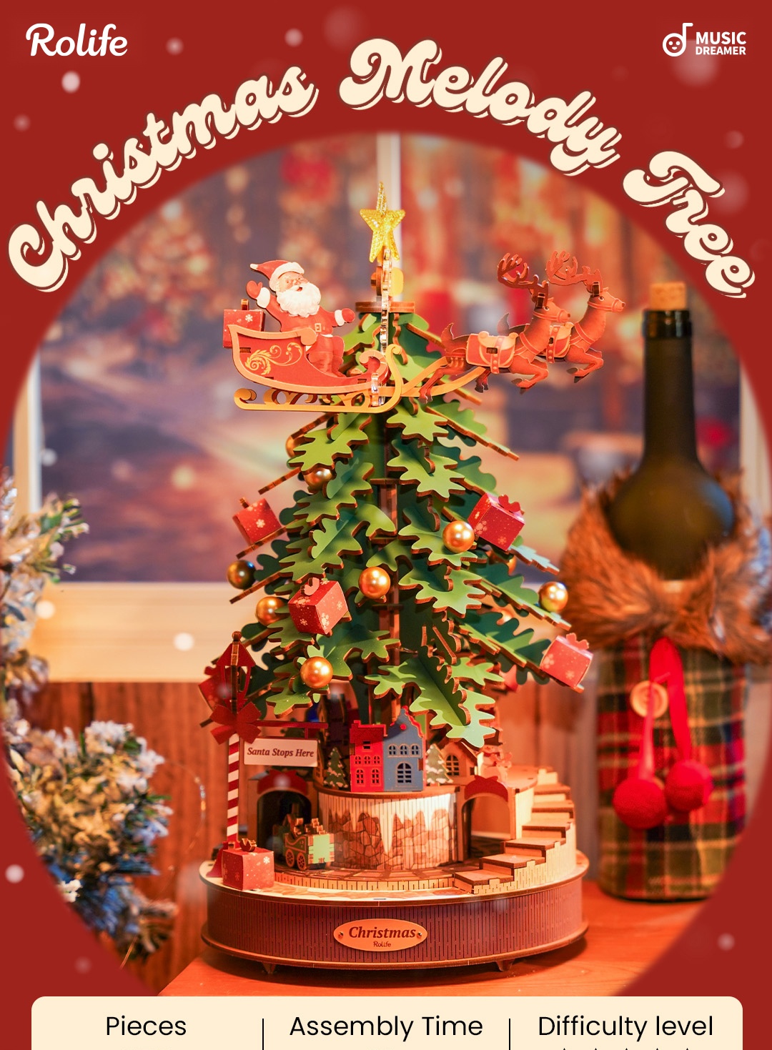 Rolife 3D Wooden Puzzle - Christmas Melody Tree AMS01 image 1