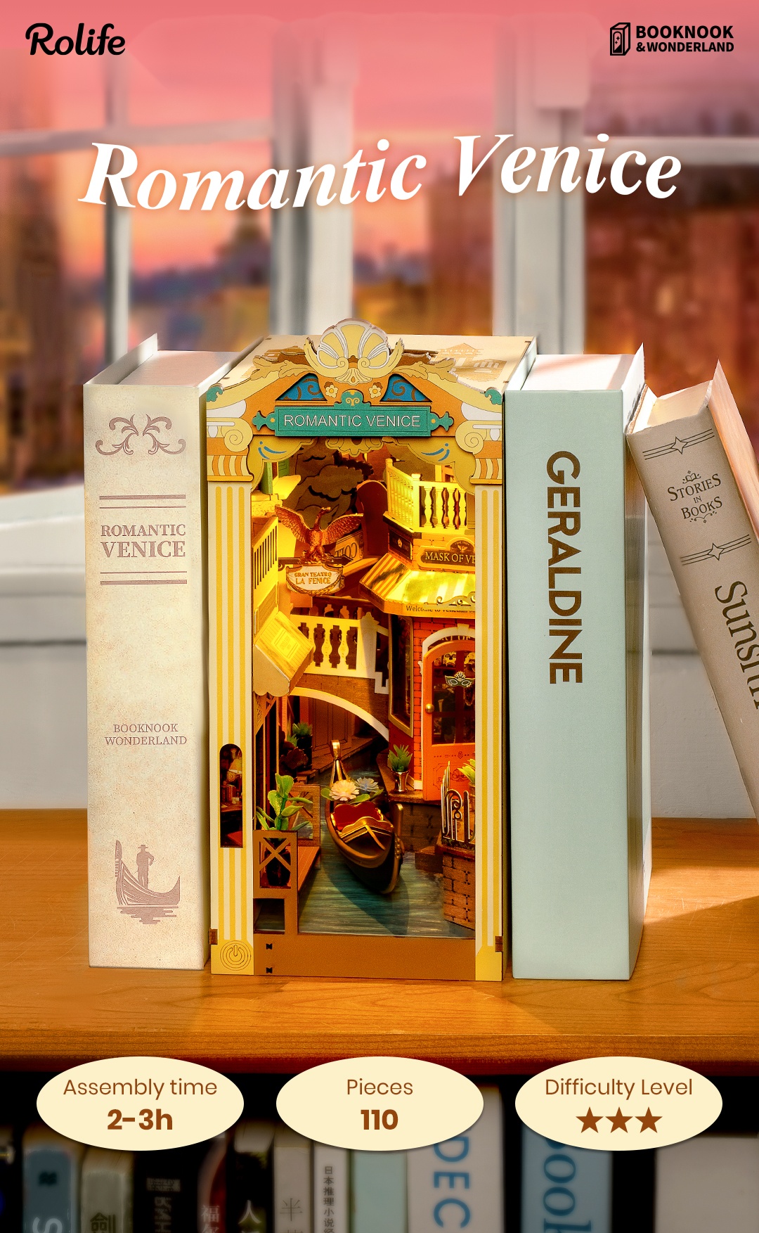 Rolife DIY Book Nook Kit - Romantic Venice TGB08 detail image 1