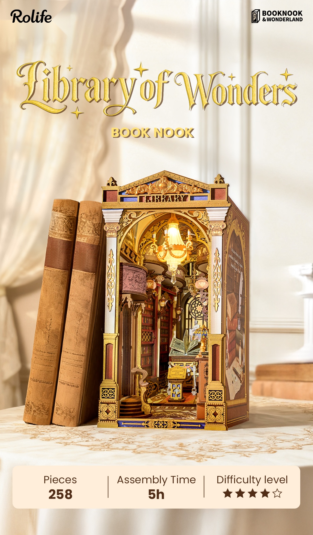 Rolife Library of Wonders DIY Book Nook Kit TGB16