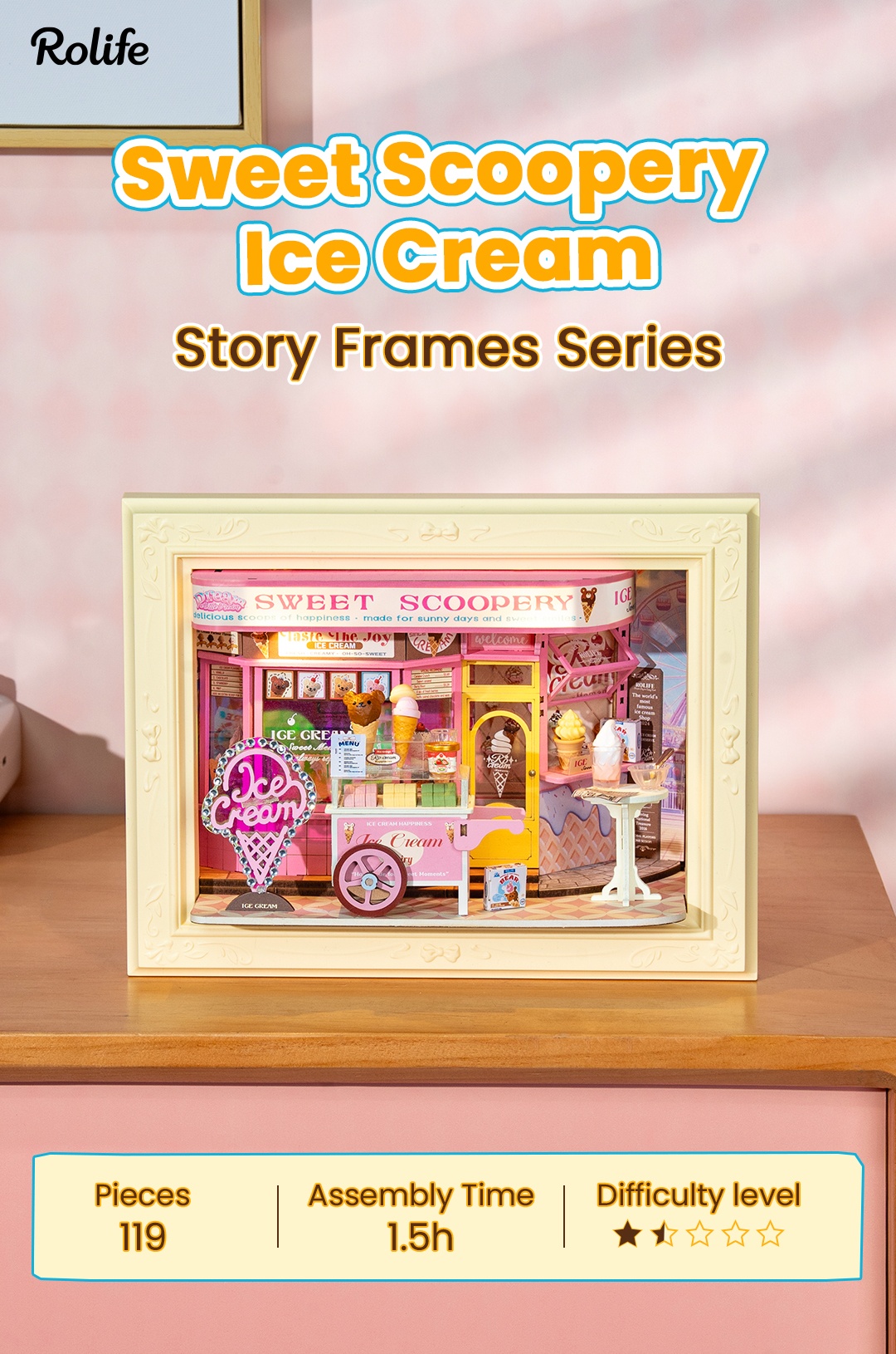 Rolife Sweet Scoopery Ice Cream 3D Wooden Puzzle DP002 – Rolife