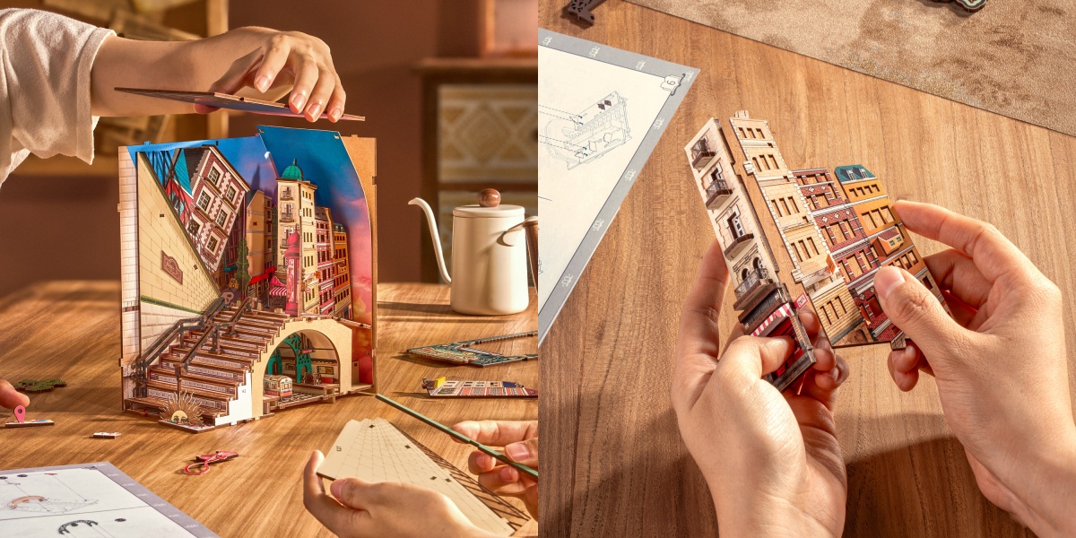 rolife diy book nook street scene assembly steps