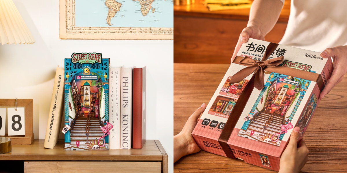 rolife diy book nook street scene gift home deco