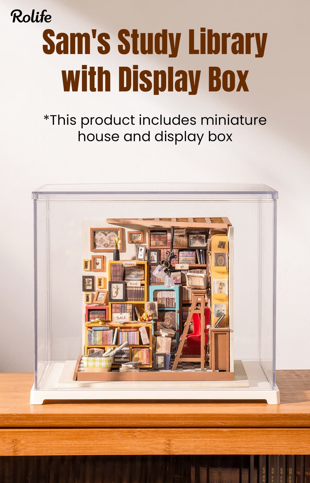Rolife Sam's Study Library DG102 with Display Box DF03L image 1
