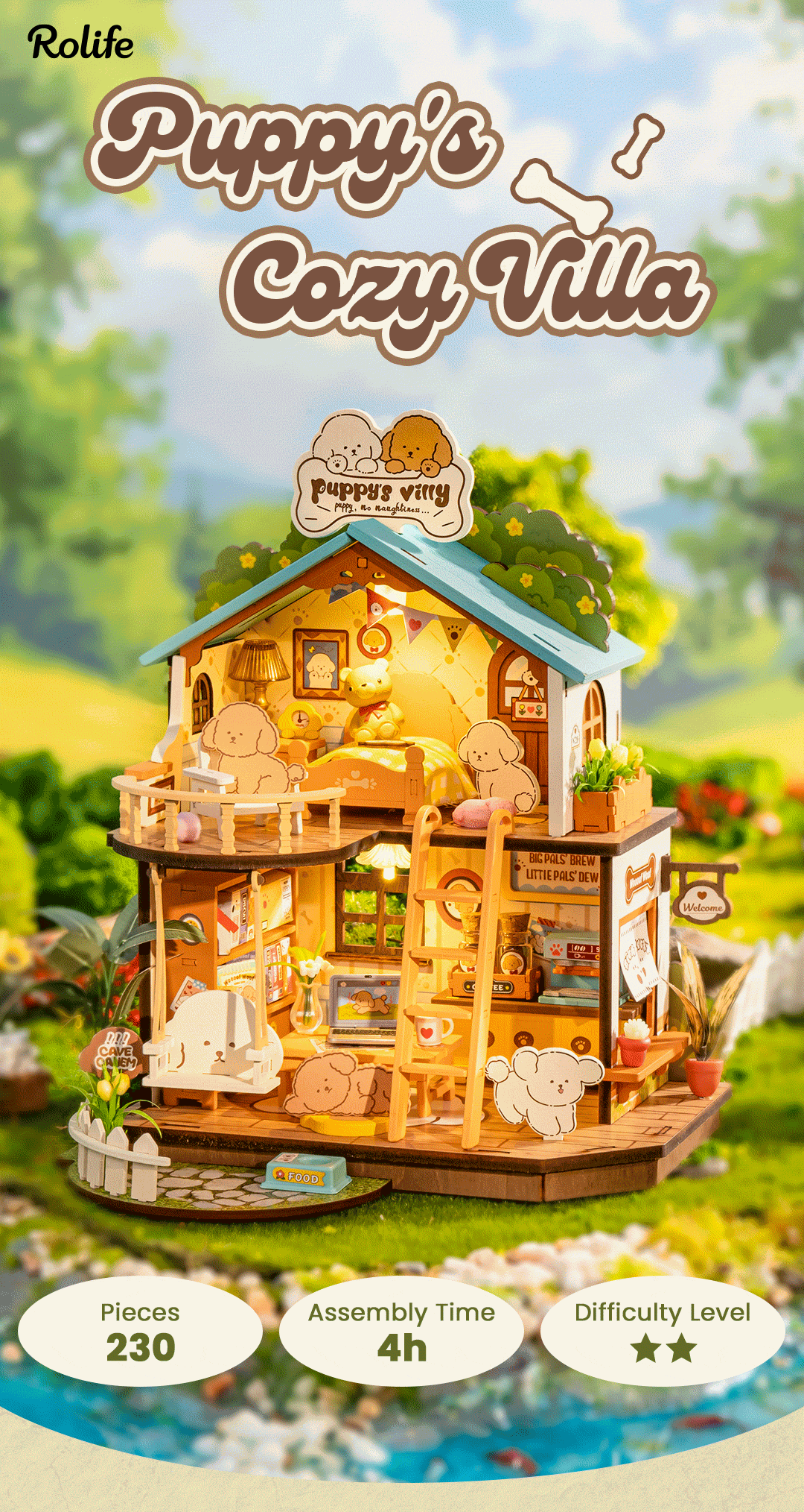 Rolife DIY Miniature House - Puppy's Cozy Villa DG169