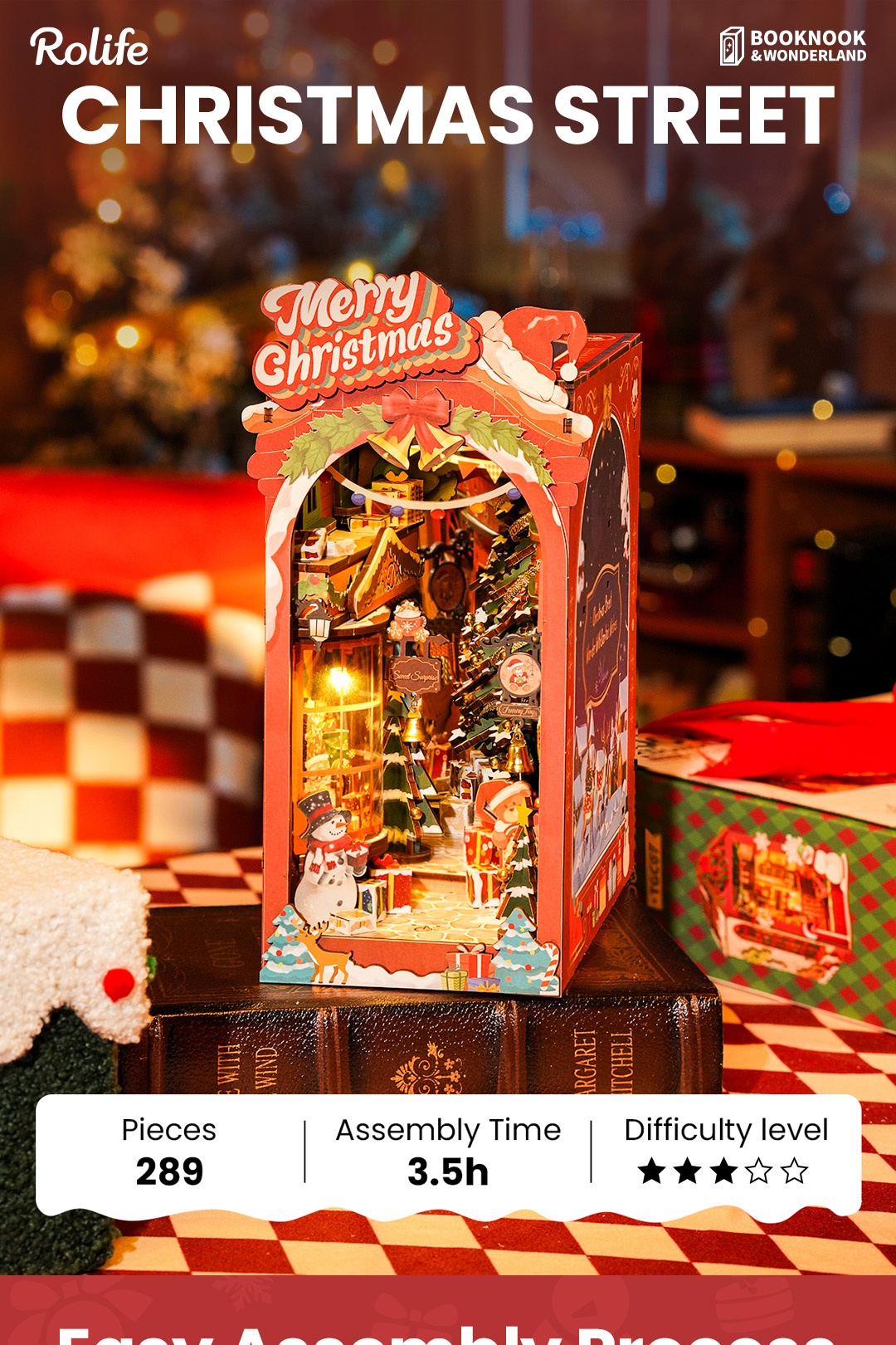 Rolife DIY Boek Nook Kit - Kerstmis Straat TGC06 afbeelding 1