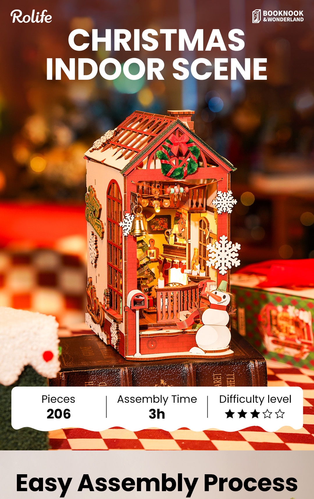 Rolife DIY Book Nook Kit - Christmas Indoor Scene TGC07 image 1