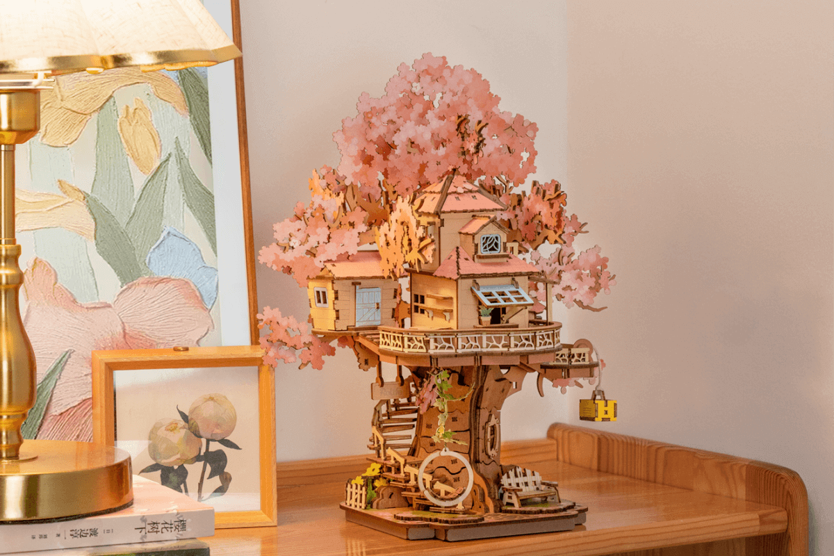 rolife sakura tree house 3d wooden puzzle