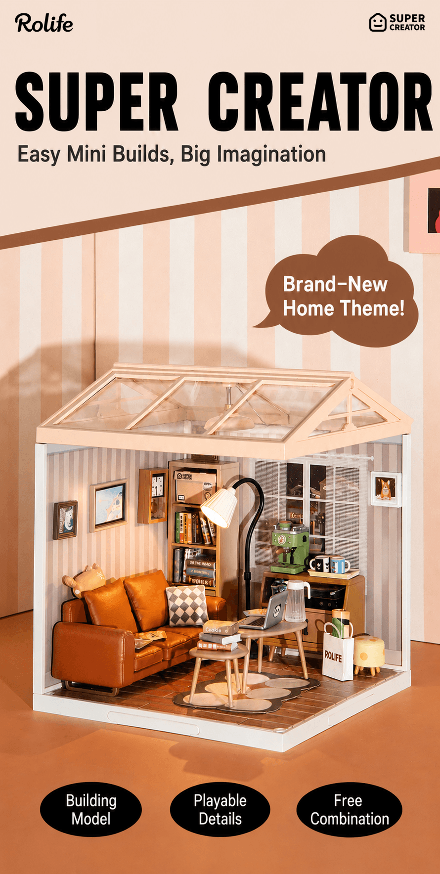 Rolife Plastic Miniature House - Cozy Living Lounge DW007