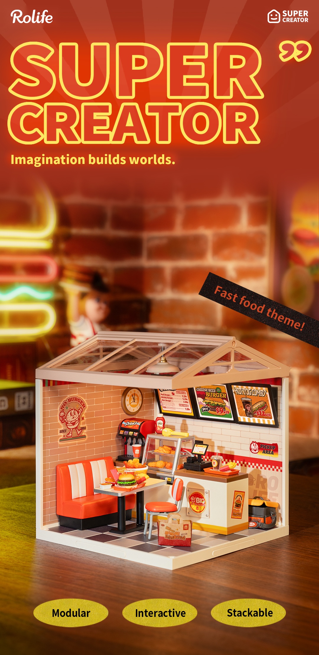 Rolife Yum Yum Burgers Super Creator Miniature House DW010 detail image 1