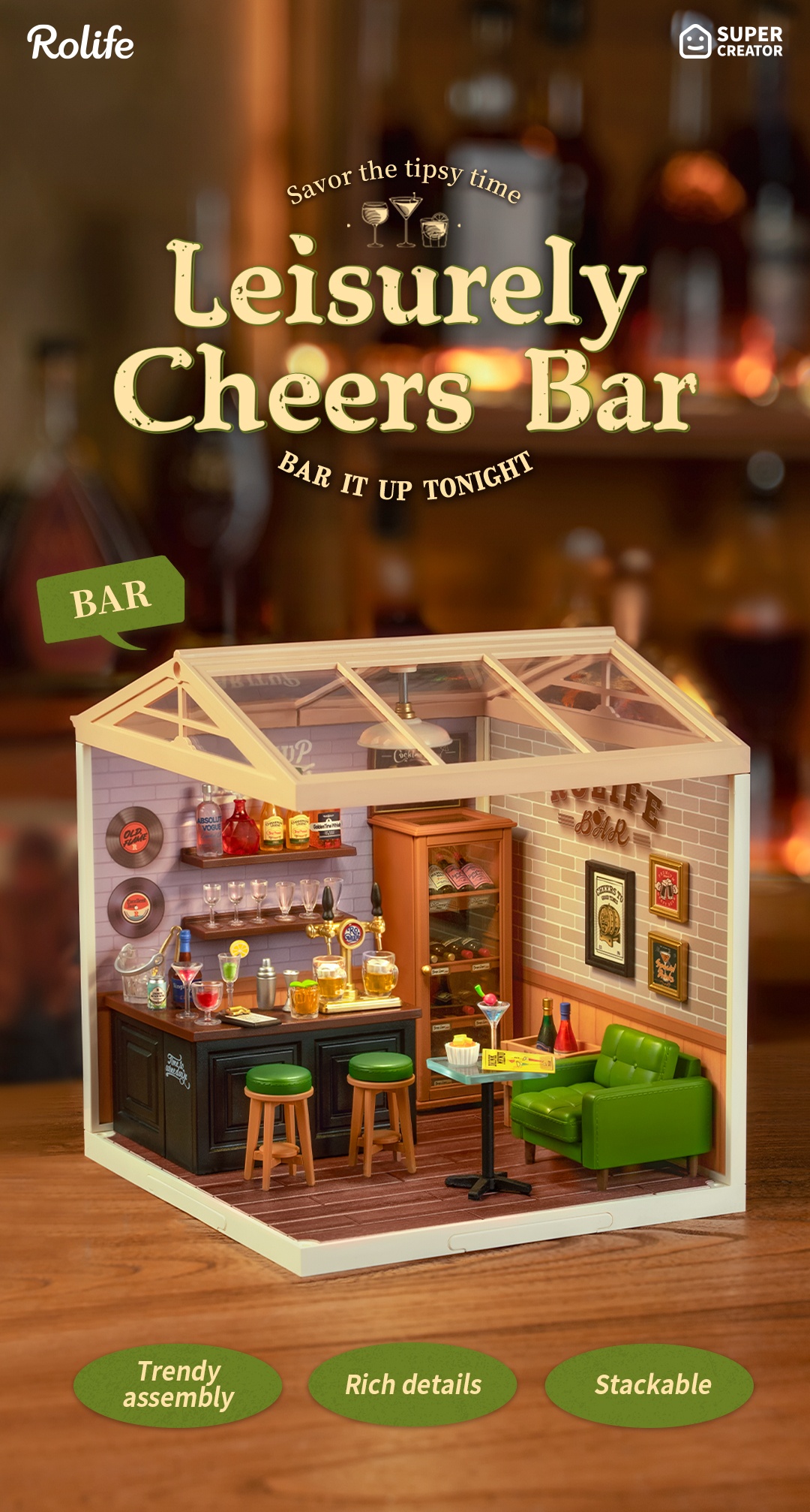 Rolife Leisurely Cheers Bar Super Creator Miniature House DW012 detail image 1