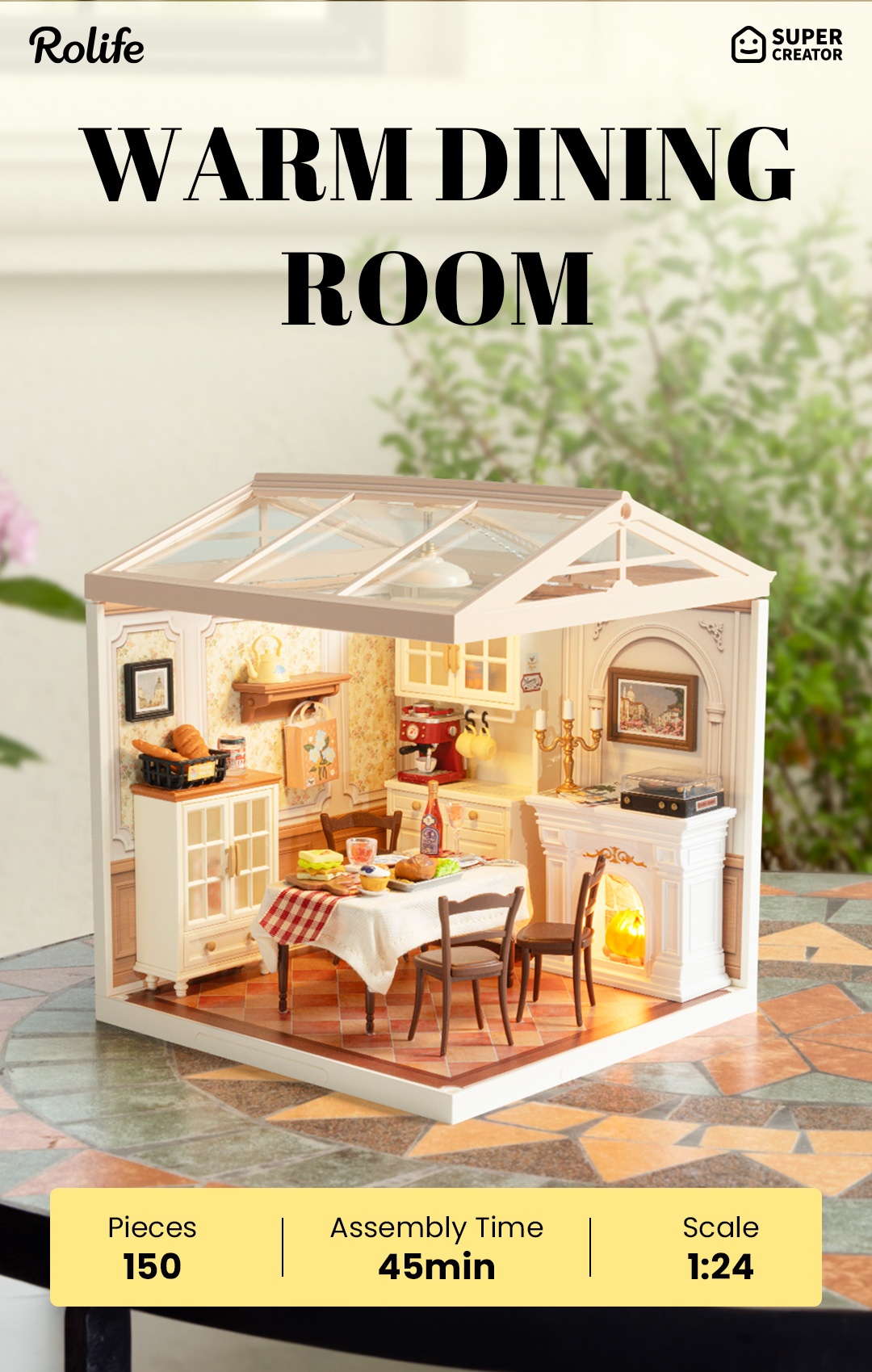 Rolife Warm Dining Room Super Creator Miniature House DW015B image 1