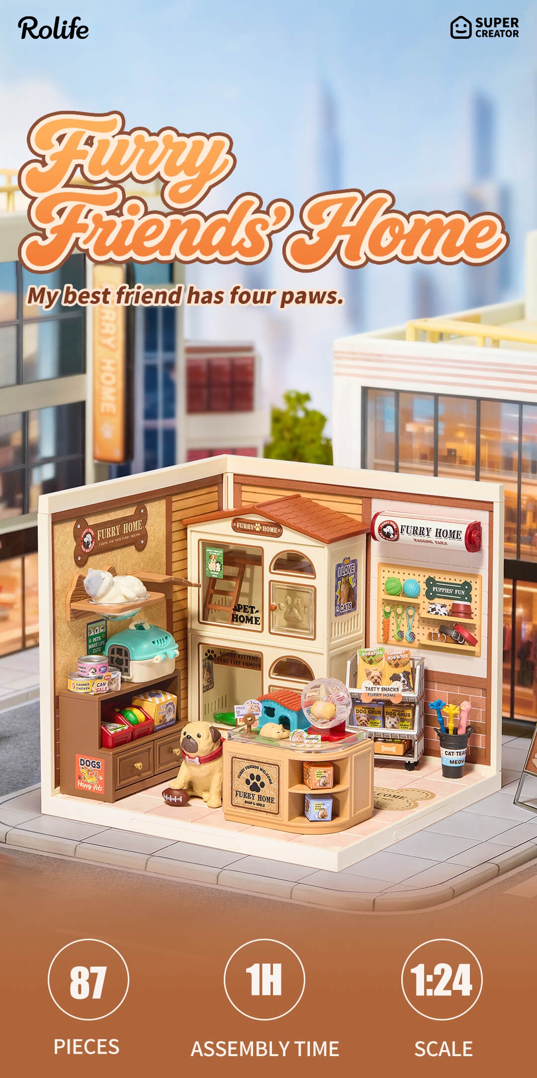 Rolife Furry Friends' Home Super Creator Miniature House DW027