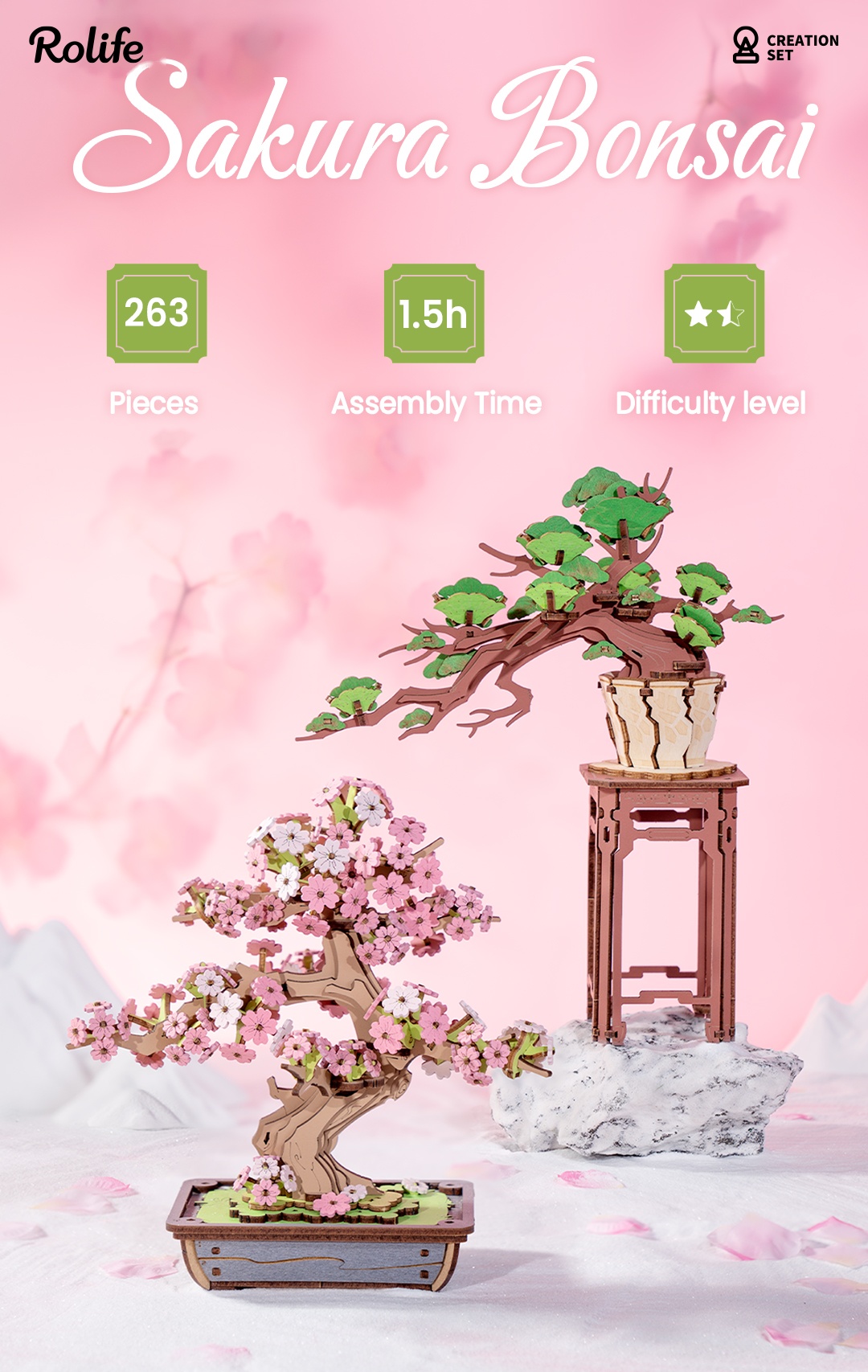 Rolife 3D Houten Puzzel - Sakura Bonsai TG415 titelafbeelding
