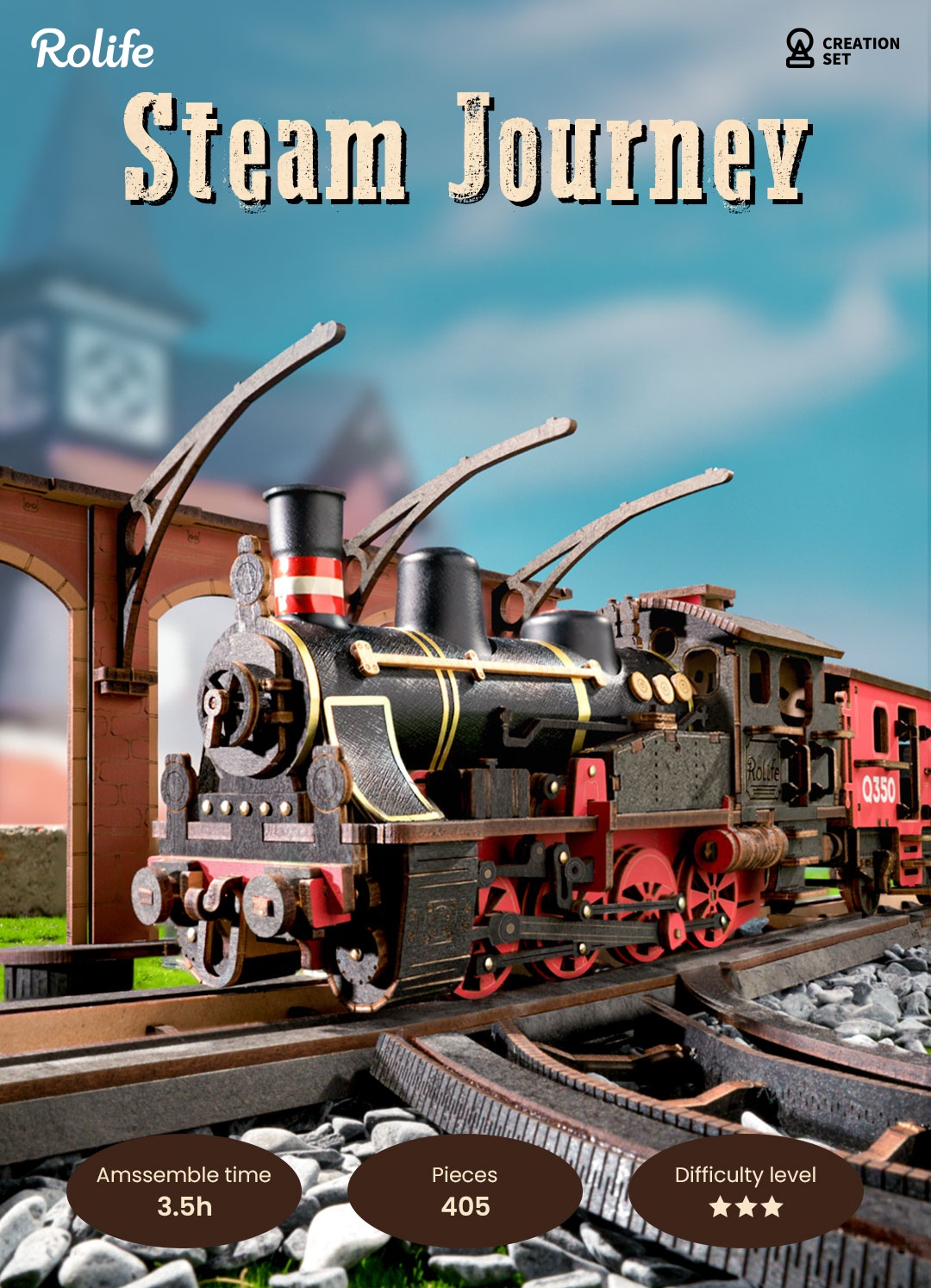 Rolife 3D Wooden Puzzle - Steam Journey TGS01 image 1