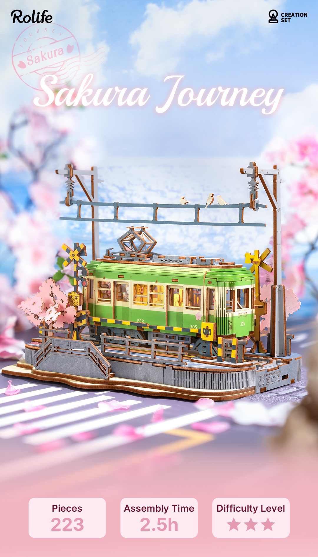 Rolife 3D Wooden Puzzle- Sakura Journey TGS02 detail image 1