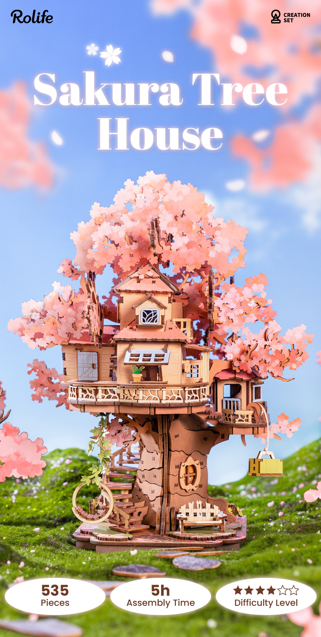 Rolife 3D Wooden Puzzle - Sakura Tree House TGS04 title graphic