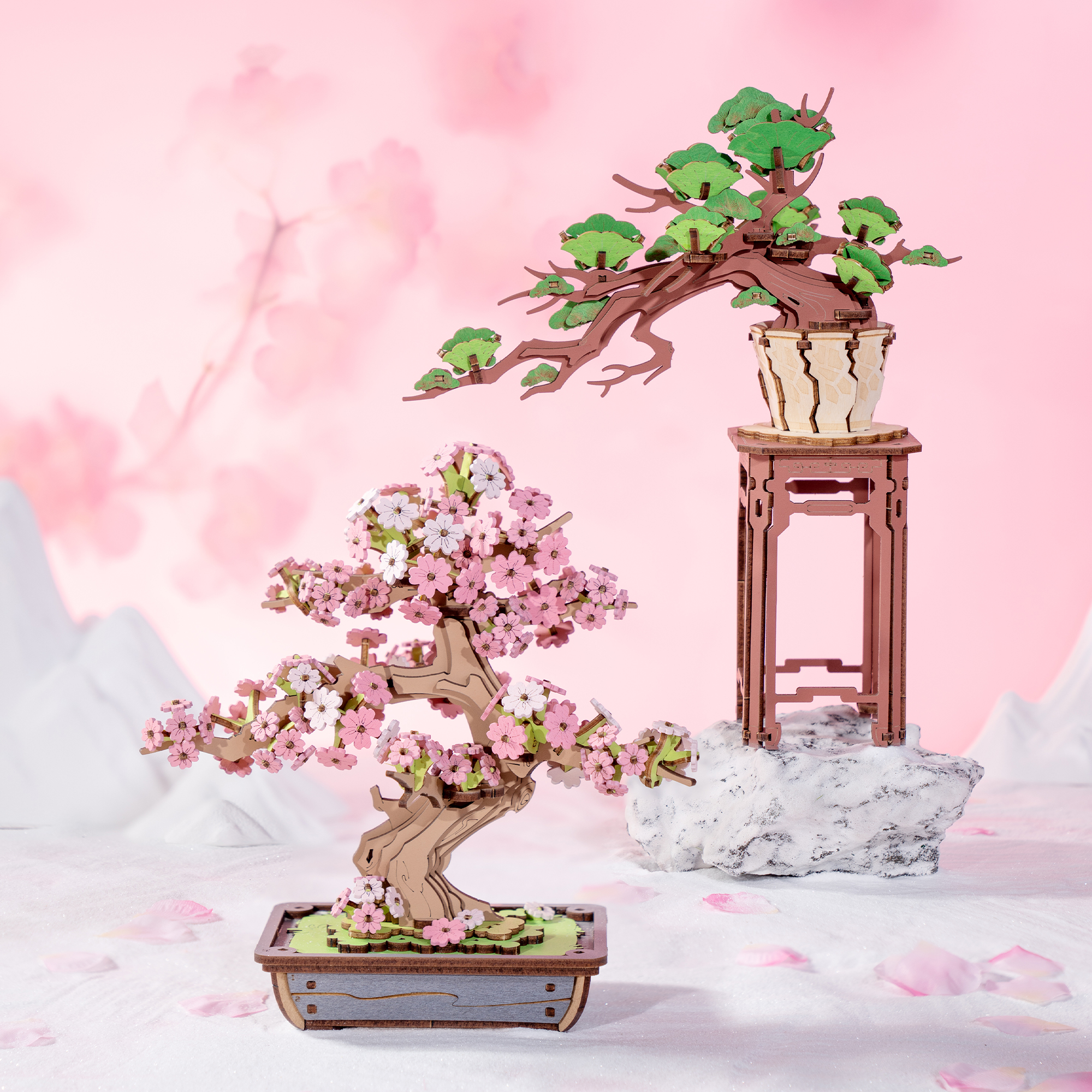 えりか　流木クラフト4点 Rolife 3D Wooden Puzzle - Sakura Bonsai TG415
