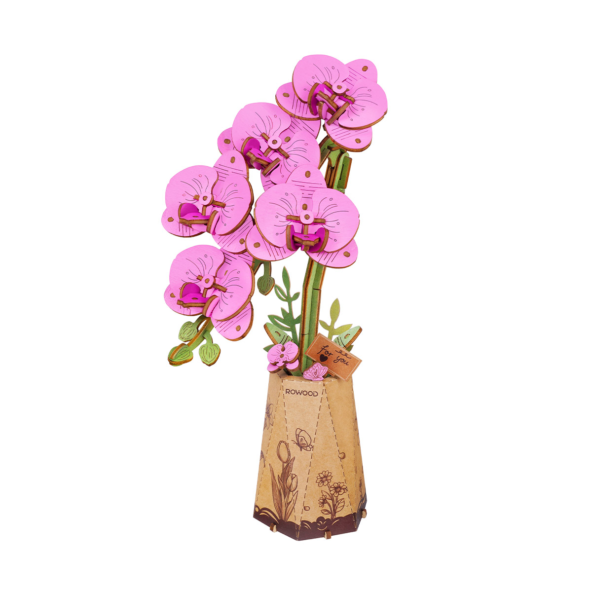 Rowood DIY Wooden Flower Purple Moth Orchid TW091