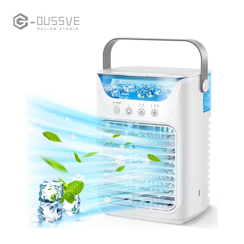G-OUSSVE｜1pc Portable USB Mini Air Cooler Fan, Desktop 3-in-1 Cooling Air Conditioner Fan With Water Cooled, Colorful Breathing Light And Humidifier Function For Family/Office And Outdoors Use