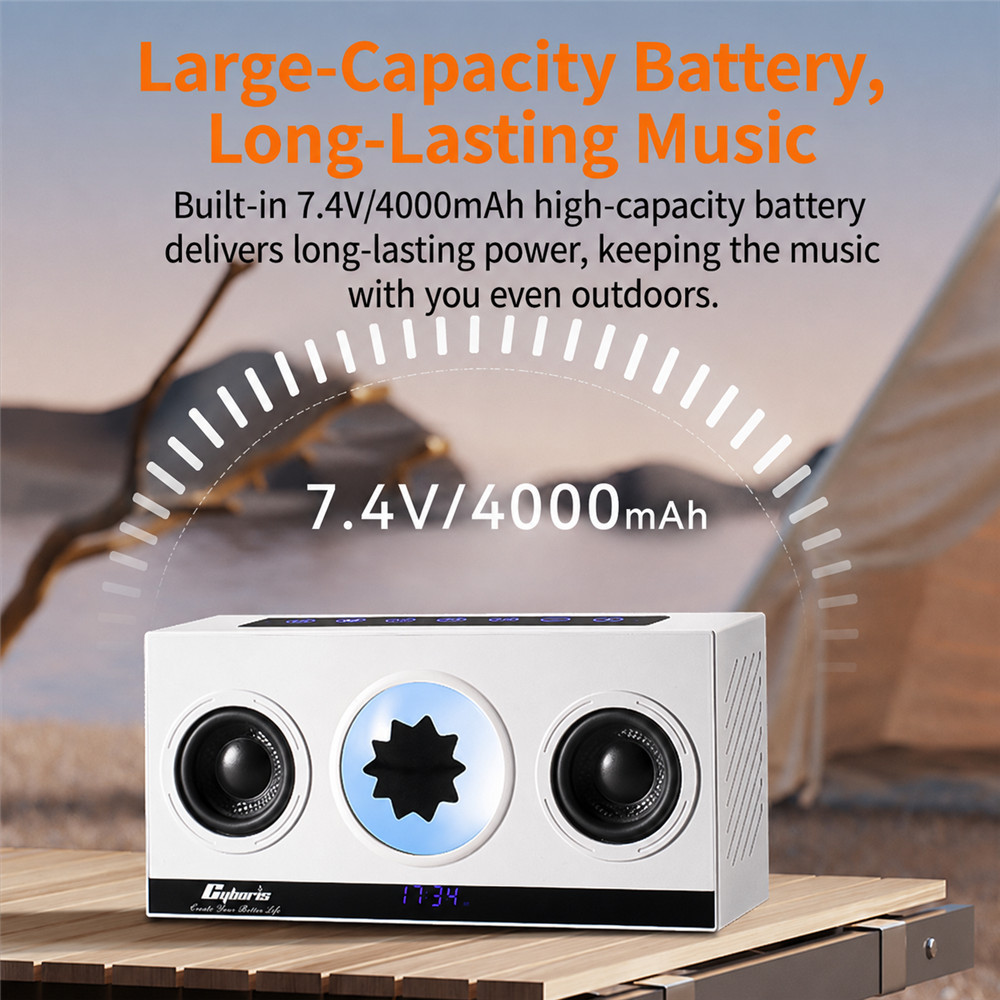 G-OUSSVE Ferrofluid Bluetooth Speaker with Deep Bass, LED Alarm Clock and Immersive Surround Sound