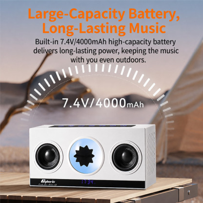 G-OUSSVE Ferrofluid Bluetooth Speaker with Deep Bass, LED Alarm Clock and Immersive Surround Sound