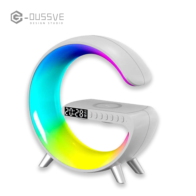 G-OUSSVE｜3 in 1 Night Light Bluetooth Speakers with 15W Wireless Charger, LED Desk Lamp with Rechargeable Battery, Bedside Lamp
