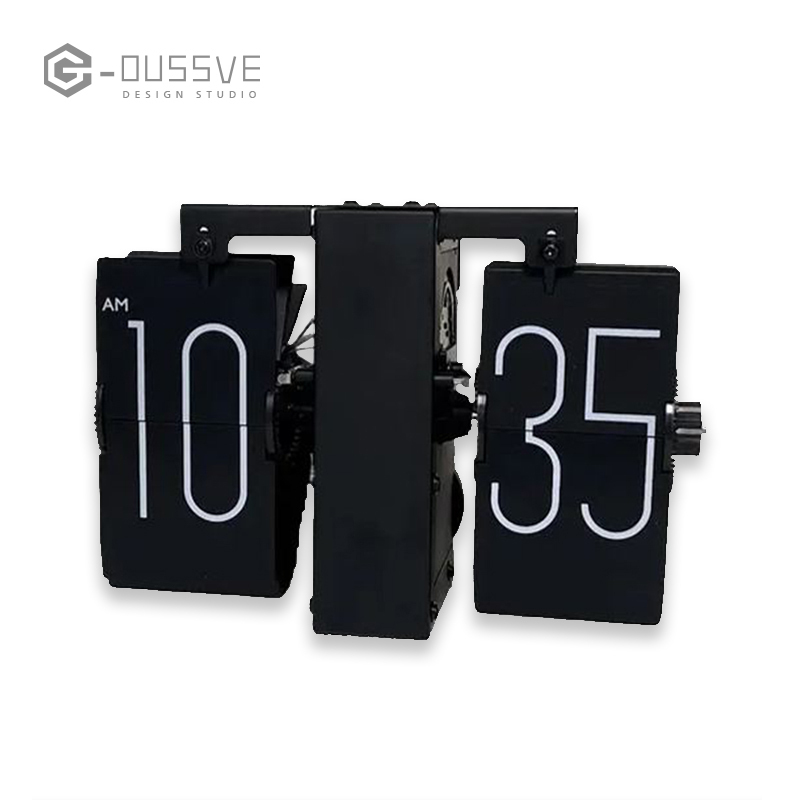 G-OUSSVE｜Mechanical page turning clock No pedestal design Creative automatic page turning clock Retro simple furniture