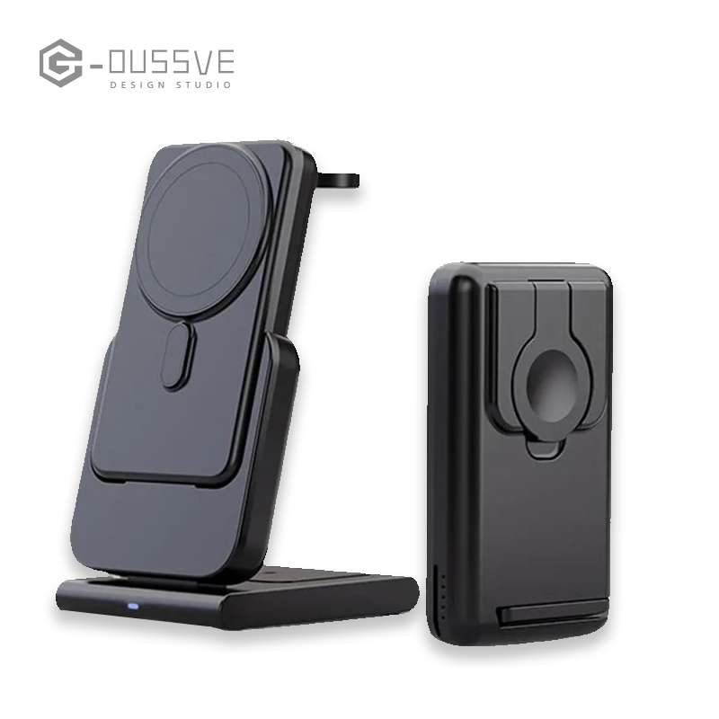  G-OUSSVE｜3-in-1 Wireless Charger for Apple Devices: Compatible with iPhone and Apple Watch, Portable Power Bank, Apple Watch Stand, Magnetic MagSafe Fast Charging.