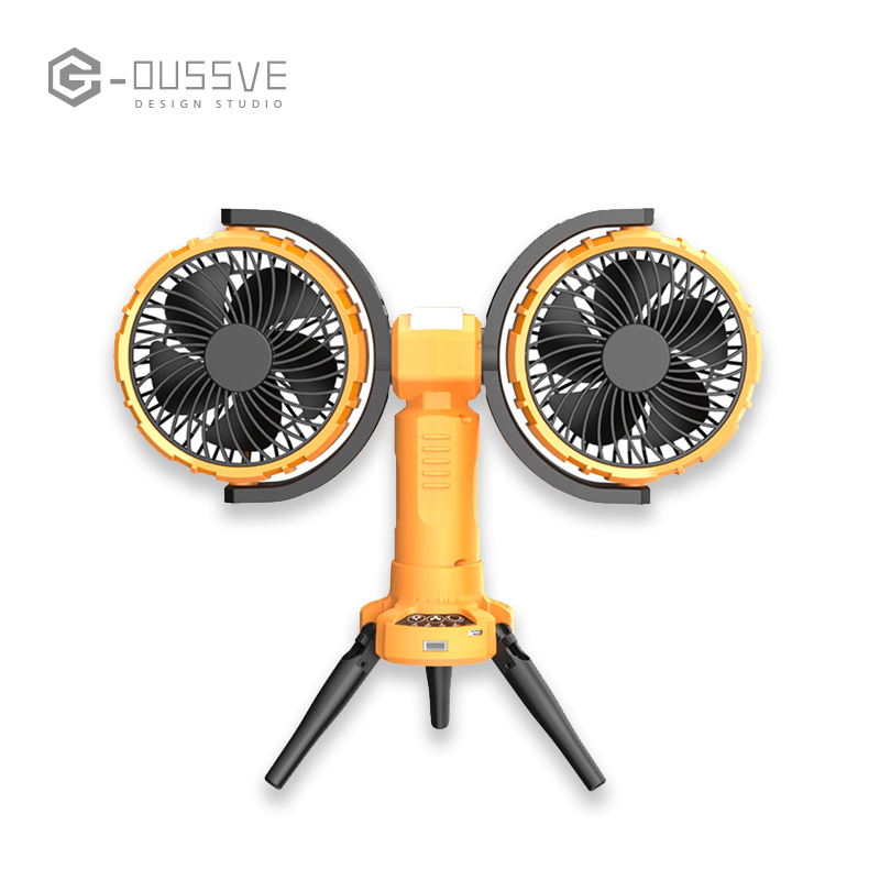 G-OUSSVE｜360-Degree Rotating Dual-Head Fan with Oscillation, Compact and Quiet, Ideal for Office Desks, Long Battery Life, Strong Airflow, Portable for Outdoor Use, Desktop Workstations, Multi-Angle Charging, Hanging Fan for Home Use