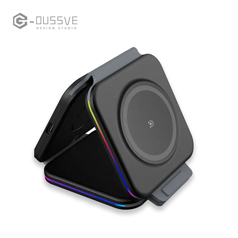 G-OUSSVE｜3 in 1 Wireless Charger for iPhone,Magnetic Foldable 3 in 1 Charging Station,Travel Charger for Multple Devices for iPhone 15/14/13/12 Series,AirPods Pro,iWatch