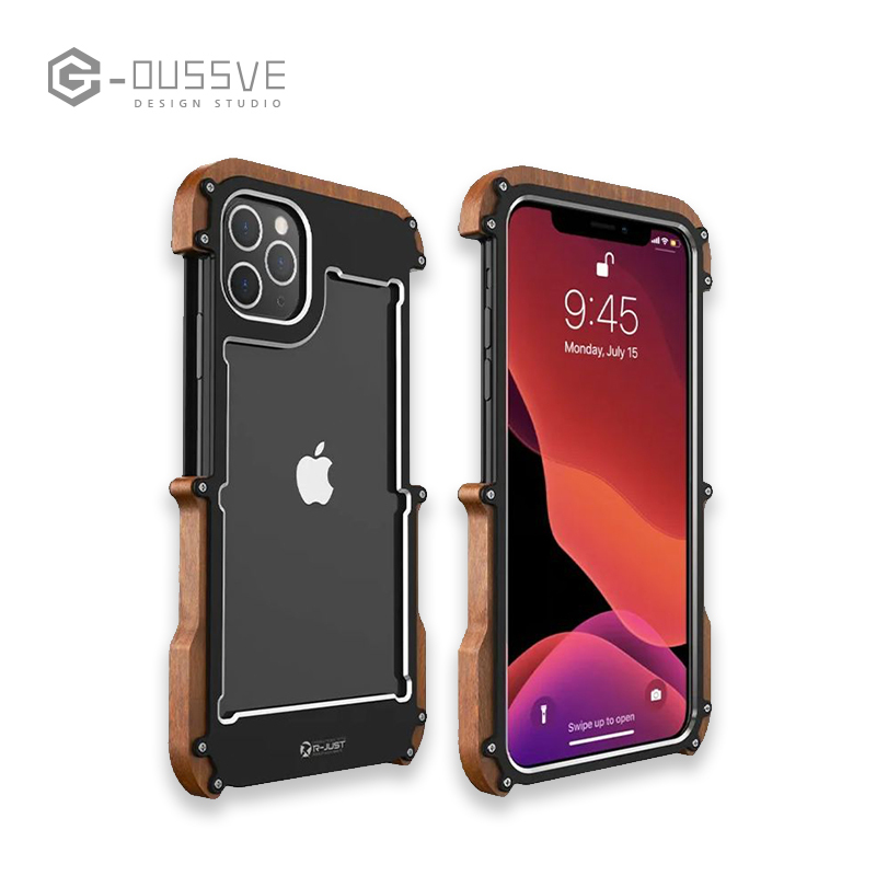 G-OUSSVE｜Protective Case with Metal Frame for Iphone14 Mobile Phone Case, Apple 15pro13promax Solid Wood Case, Plus Lens All-inclusive, Anti-fall and Heat Dissipation, 11 Advanced Sense Lens All-inclusive