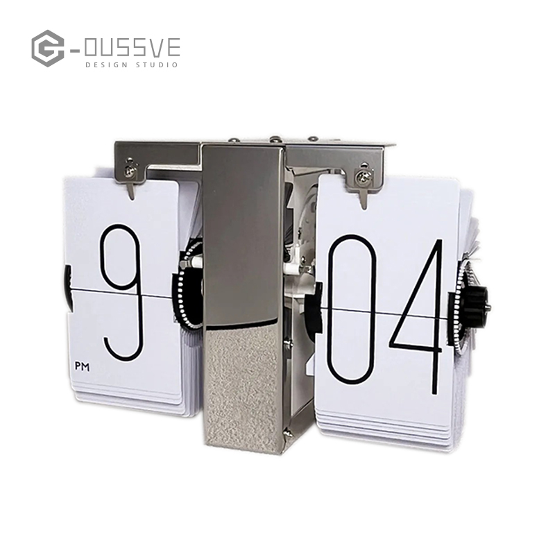 G-OUSSVE｜Mechanical page turning clock No pedestal design Creative automatic page turning clock Retro simple furniture