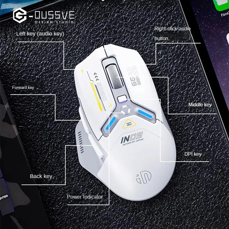 G-OUSSVE｜Inphic IN9 Three-mode Wireless Mouse, Wired Bluetooth, Gaming, E-sports, Office Computer, Notebook Charging Machinery